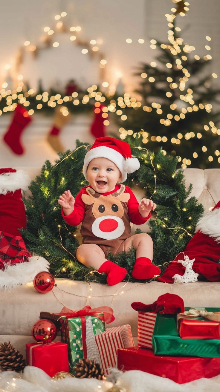 Christmas tree baby photo