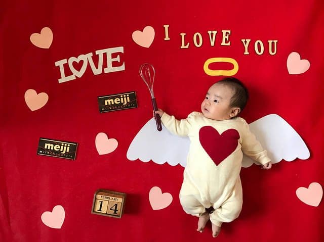 Baby with Valentine hearts